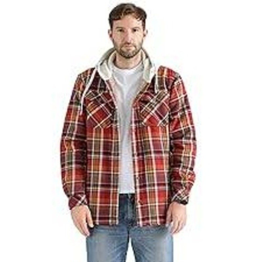 Legendary Whitetails Mens Deer Camp Berber Plaid Sherpa Flannel Shirt Jacket L